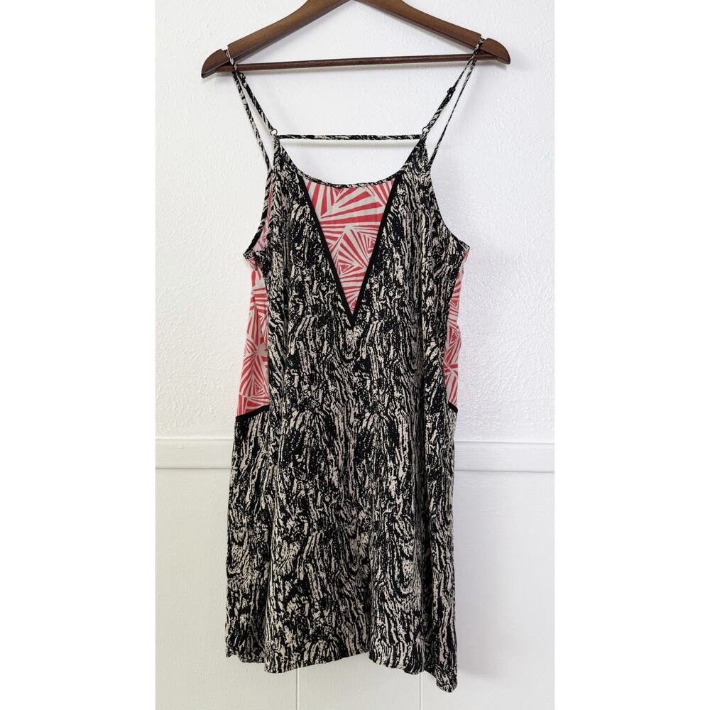 THML NWT Boho Tropical Print Swing Dress L Sleeveless Pocket Resort Vacation - Picture 2 of 10